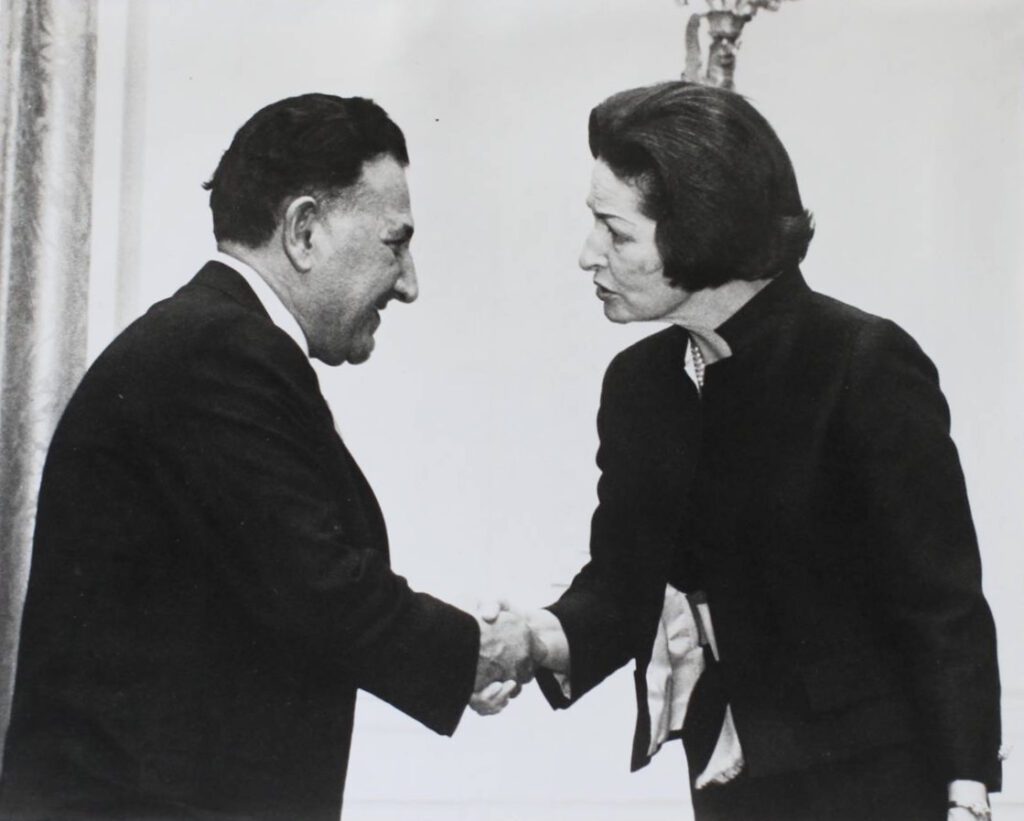 Victor presented with a National Gallery of Art Medal by Lady Bird Johnson in a ceremony at the White House in 1966.